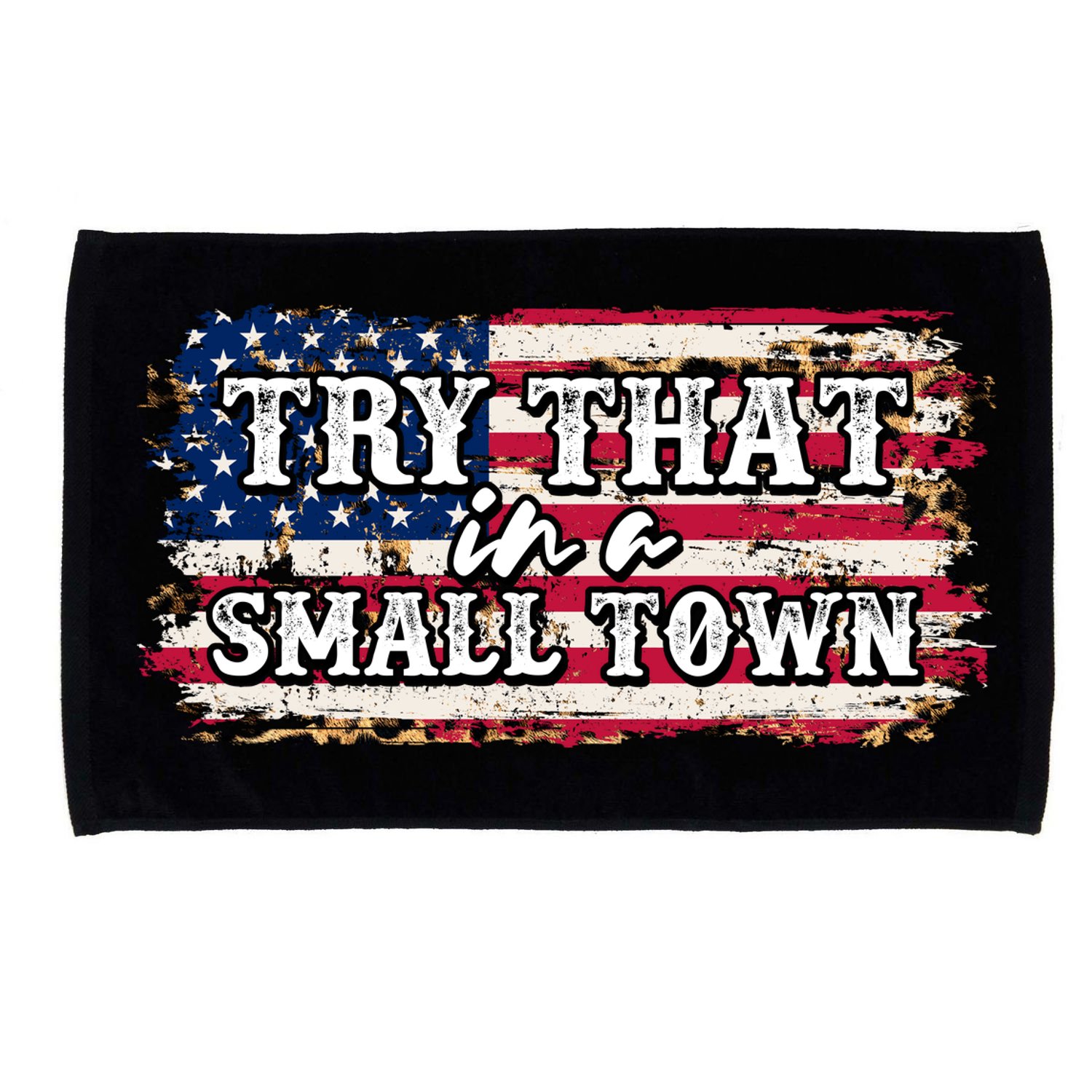 Small Town Leopard Print American USA Flag Microfiber Hand Towel