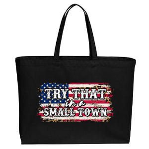 Small Town Leopard Print American USA Flag Cotton Canvas Jumbo Tote