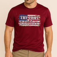 Small Town Leopard Print American USA Flag Cooling Performance Crew T-Shirt