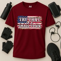 Small Town Leopard Print American USA Flag Cooling Performance Crew T-Shirt