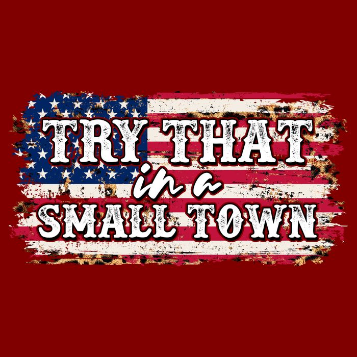 Small Town Leopard Print American USA Flag Cooling Performance Crew T-Shirt