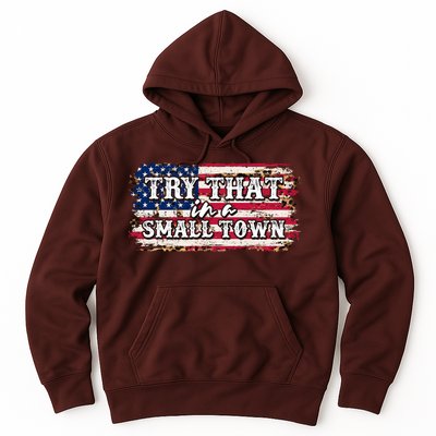 Small Town Leopard Print American USA Flag Hoodie