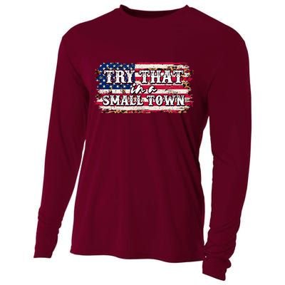 Small Town Leopard Print American USA Flag Cooling Performance Long Sleeve Crew