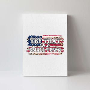 Small Town Leopard Print American USA Flag Canvas