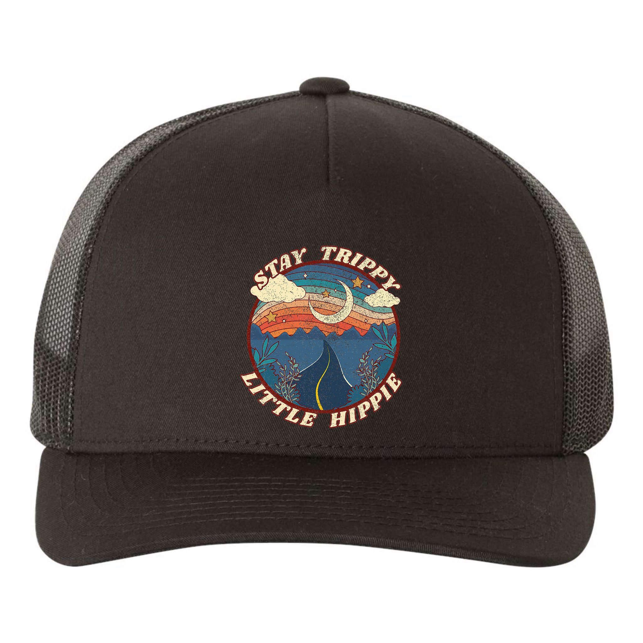 Stay Trippy Little Hippie Funny Peace Love Hippy Gift Yupoong Adult 5-Panel Trucker Hat