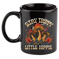 Stay Trippy Little Hippie Magic Mushroom Hippy Trippie Day 11oz C Handle Ceramic Mug