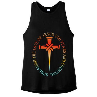 Spreading The Love Of Jesus 200 Years And Counting Ladies PosiCharge Tri-Blend Wicking Tank