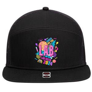 Saved The Lab Retro Lab Week 2024 Medical Lab Science 7 Panel Mesh Trucker Snapback Hat