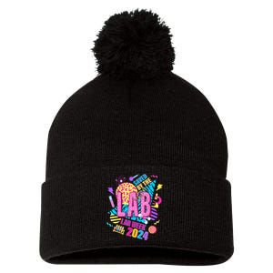 Saved The Lab Retro Lab Week 2024 Medical Lab Science Pom Pom 12in Knit Beanie