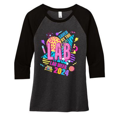 Saved The Lab Retro Lab Week 2024 Medical Lab Science Women's Tri-Blend 3/4-Sleeve Raglan Shirt