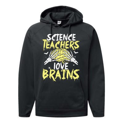 Science Teachers Love Brains Funny Halloween Teacher Performance Fleece Hoodie