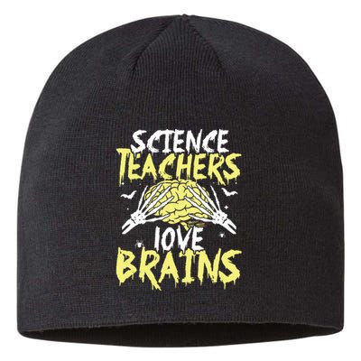 Science Teachers Love Brains Funny Halloween Teacher Sustainable Beanie