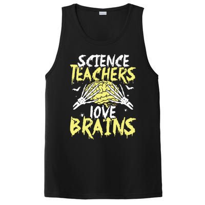 Science Teachers Love Brains Funny Halloween Teacher PosiCharge Competitor Tank