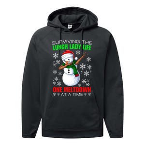 Surviving The Lunch Lady Life One Meltdown At A Time Performance Fleece Hoodie