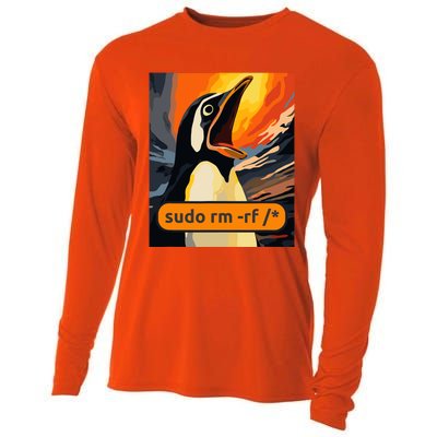 Screaming Tux Linux Sudo Rm Rf Cooling Performance Long Sleeve Crew