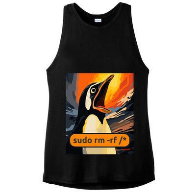Screaming Tux Linux Sudo Rm Rf Ladies PosiCharge Tri-Blend Wicking Tank