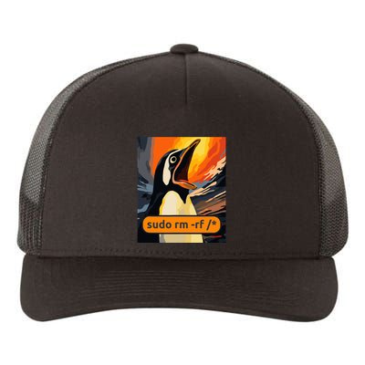 Screaming Tux Linux Sudo Rm Rf Yupoong Adult 5-Panel Trucker Hat