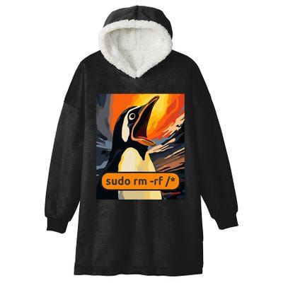 Screaming Tux Linux Sudo Rm Rf Hooded Wearable Blanket