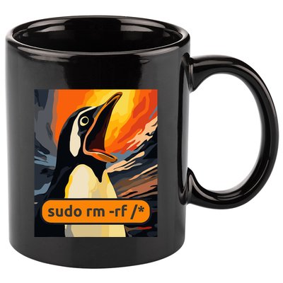 Screaming Tux Linux Sudo Rm Rf 11oz C Handle Ceramic Mug