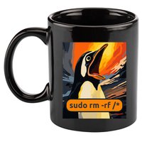 Screaming Tux Linux Sudo Rm Rf 11oz C Handle Ceramic Mug