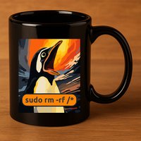 Screaming Tux Linux Sudo Rm Rf 11oz C Handle Ceramic Mug