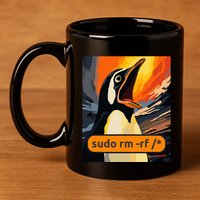 Screaming Tux Linux Sudo Rm Rf 11oz C Handle Ceramic Mug