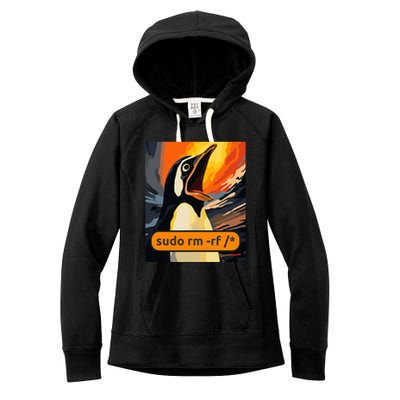Screaming Tux Linux Sudo Rm Rf Women's Fleece Hoodie