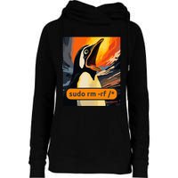 Screaming Tux Linux Sudo Rm Rf Womens Funnel Neck Pullover Hood