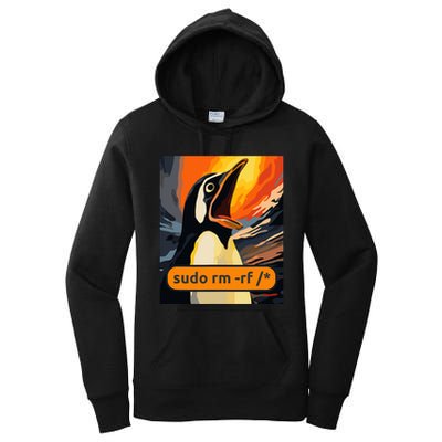 Screaming Tux Linux Sudo Rm Rf Women's Pullover Hoodie