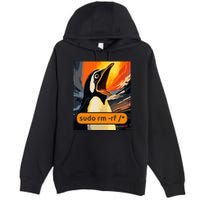 Screaming Tux Linux Sudo Rm Rf Premium Pullover Hoodie