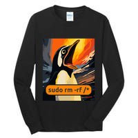 Screaming Tux Linux Sudo Rm Rf Tall Long Sleeve T-Shirt