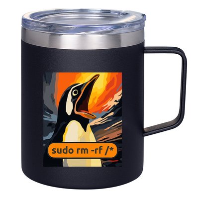 Screaming Tux Linux Sudo Rm Rf 12oz Stainless Steel Coffee Mug