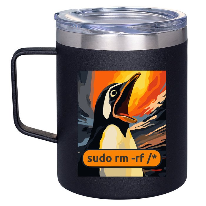 Screaming Tux Linux Sudo Rm Rf 12oz Stainless Steel Coffee Mug