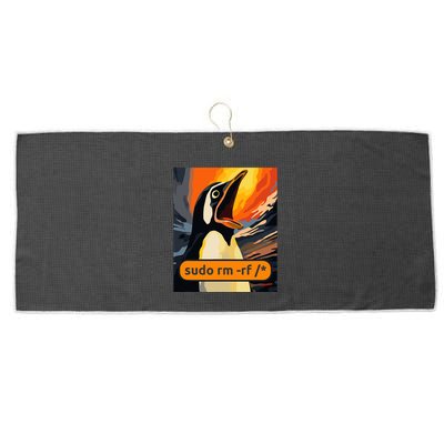 Screaming Tux Linux Sudo Rm Rf Large Microfiber Waffle Golf Towel