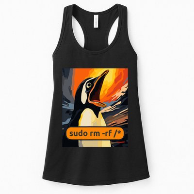 Screaming Tux Linux Sudo Rm Rf Womens Tank Top