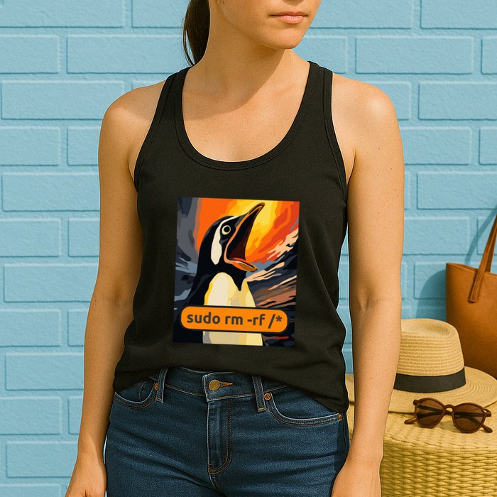 Screaming Tux Linux Sudo Rm Rf Womens Tank Top
