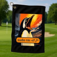 Screaming Tux Linux Sudo Rm Rf Golf Towel