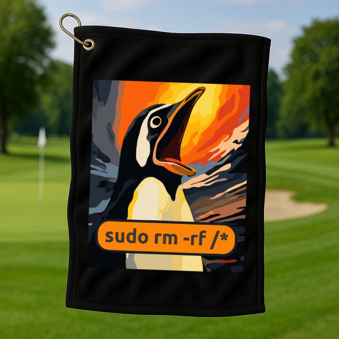 Screaming Tux Linux Sudo Rm Rf Golf Towel