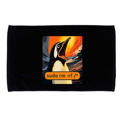 Screaming Tux Linux Sudo Rm Rf Microfiber Hand Towel