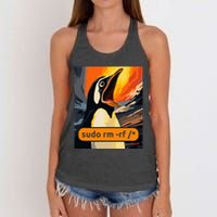 Screaming Tux Linux Sudo Rm Rf Women's Knotted Racerback Tank