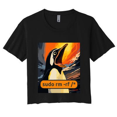 Screaming Tux Linux Sudo Rm Rf Crop Top
