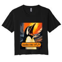 Screaming Tux Linux Sudo Rm Rf Crop Top