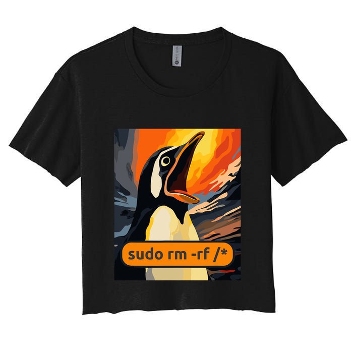 Screaming Tux Linux Sudo Rm Rf Crop Top