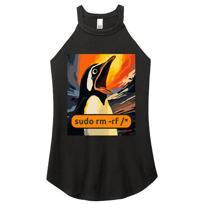 Screaming Tux Linux Sudo Rm Rf Women's Perfect Tri Rocker Tank