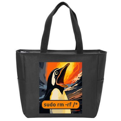 Screaming Tux Linux Sudo Rm Rf Zip Tote Bag