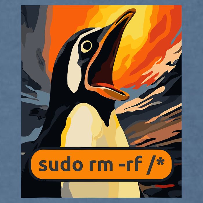 Screaming Tux Linux Sudo Rm Rf Garment-Dyed Sweatshirt