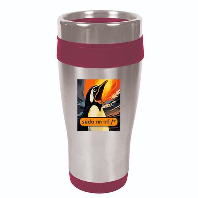 Screaming Tux Linux Sudo Rm Rf 16oz Travel Tumbler