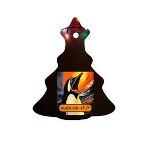 Screaming Tux Linux Sudo Rm Rf Ceramic Tree Ornament