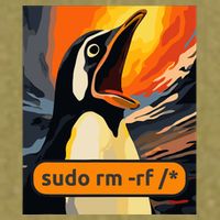 Screaming Tux Linux Sudo Rm Rf Garment-Dyed Women's Muscle Tee