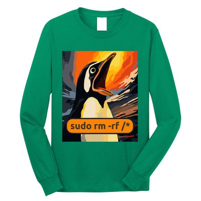 Screaming Tux Linux Sudo Rm Rf Long Sleeve Shirt